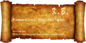 Kemenczei Benjámin névjegykártya